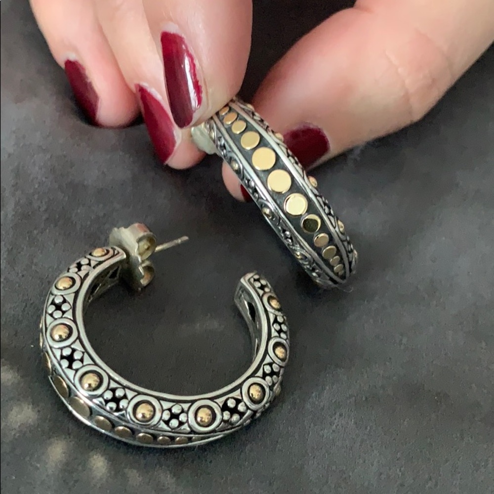 John Hardy Medium Hoop Earrings - Gold & Sterling